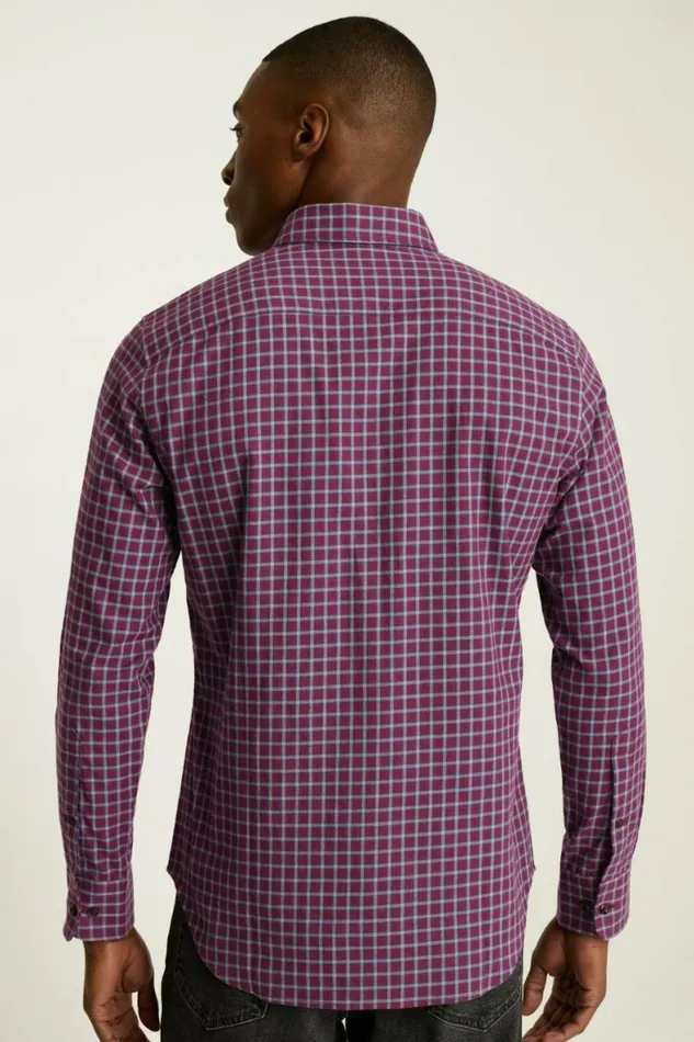 Men Everyday Lightweight Flannel Shirt Red Blue Rowan Plaid Bonobos Overshirts