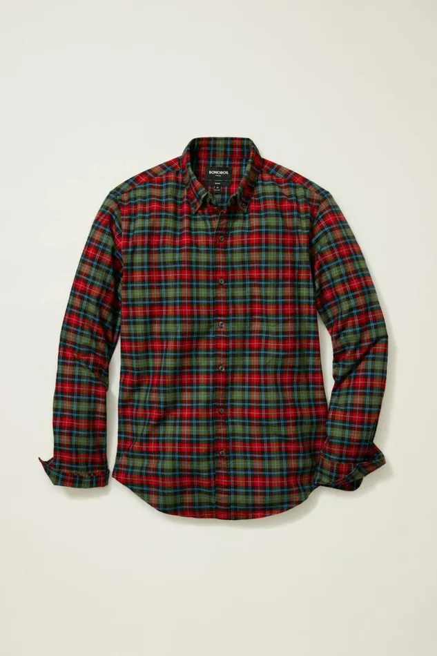 Men Everyday Oxford Shirt Festive Plaid Bonobos Business Casual Shirts
