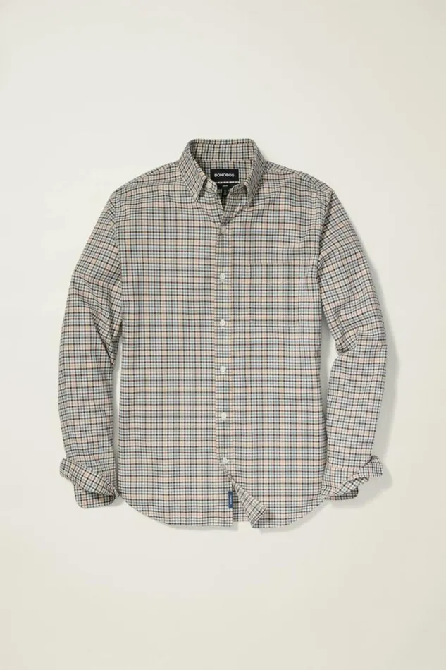 Men Everyday Shirt Khaki Check Bonobos Business Casual Shirts