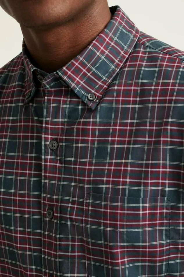 Men Everyday Shirt Navy Burgundy Plaid Bonobos Business Casual Shirts