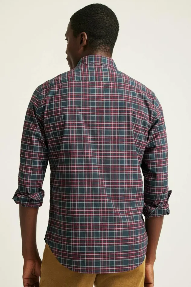 Men Everyday Shirt Navy Burgundy Plaid Bonobos Business Casual Shirts