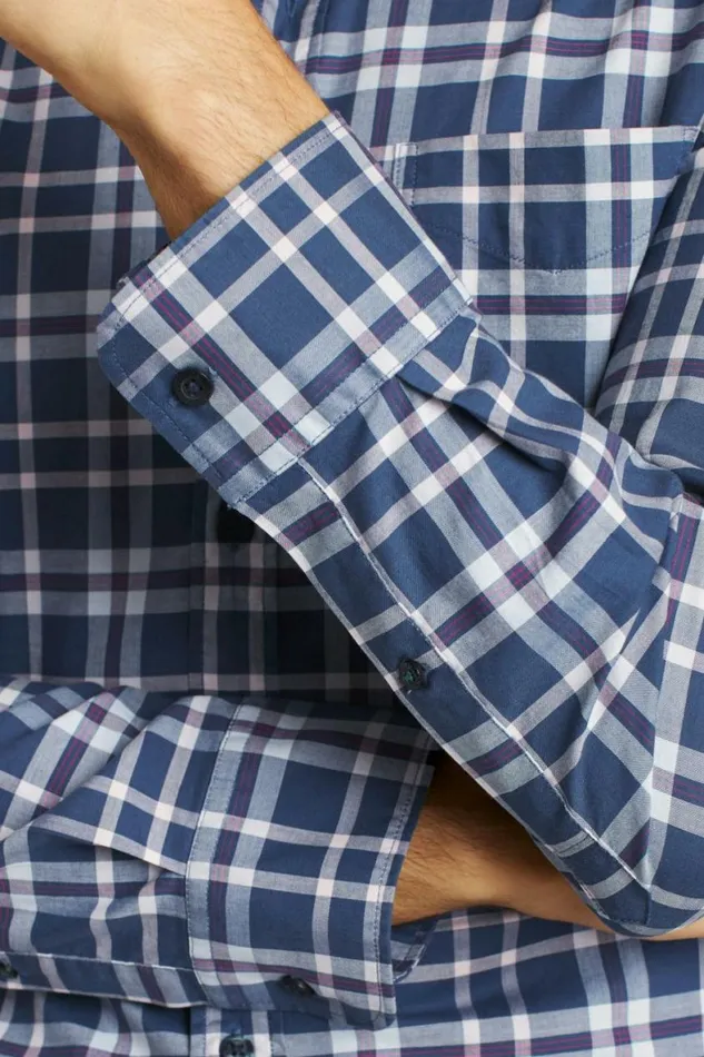 Men Everyday Shirt Navy Pink Hutchinson Plaid Bonobos Business Casual Shirts