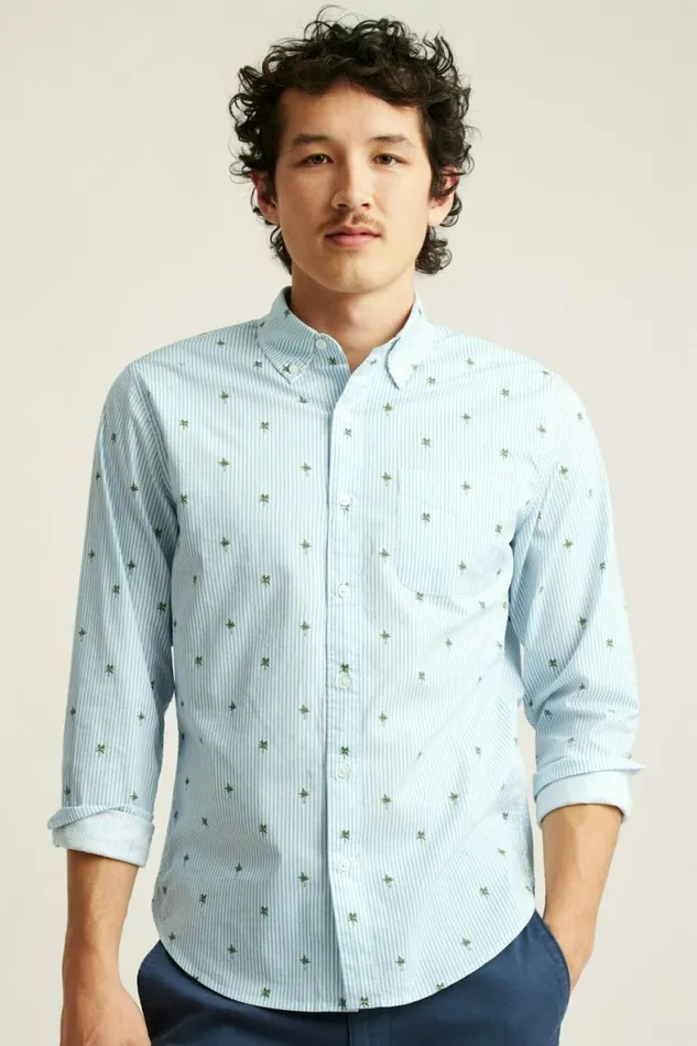 Men Everyday Shirt Palm Stripe Party Bonobos Business Casual Shirts