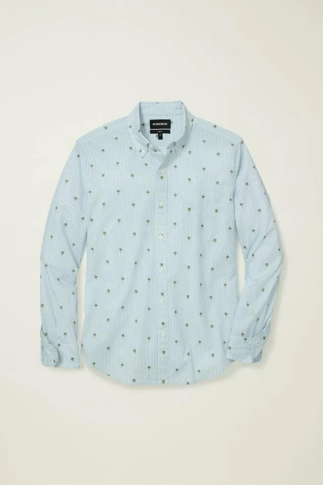 Men Everyday Shirt Palm Stripe Party Bonobos Business Casual Shirts