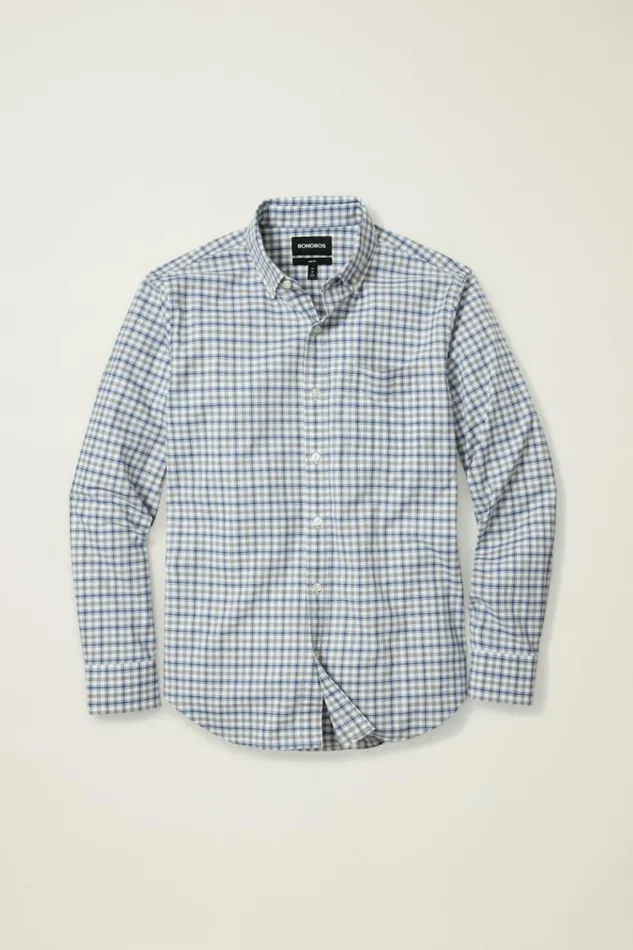 Men Everyday Shirt Twilight Blue Cosford Plaid Bonobos Business Casual Shirts