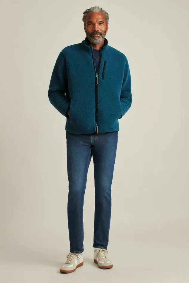 Men Fleece Zip Jacket Blue Bonobos Sweatshirts and Fleece
