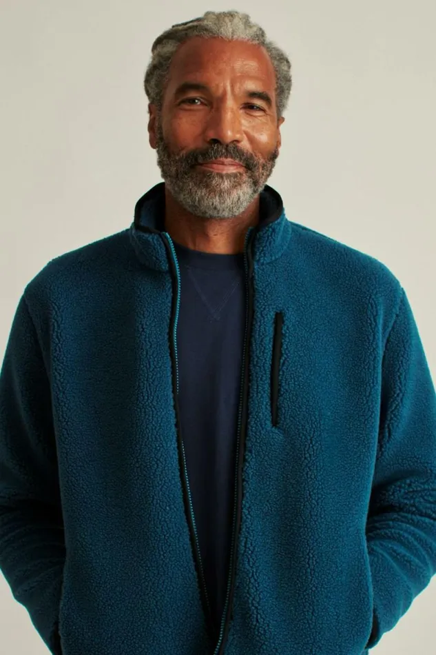 Men Fleece Zip Jacket Blue Bonobos Sweatshirts and Fleece