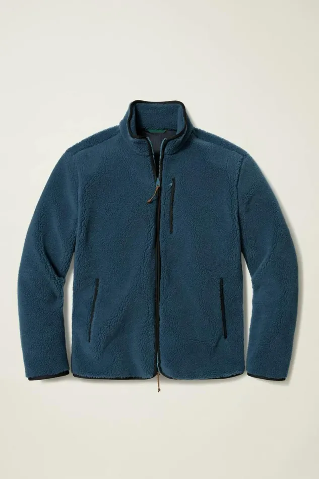 Men Fleece Zip Jacket Blue Bonobos Sweatshirts and Fleece