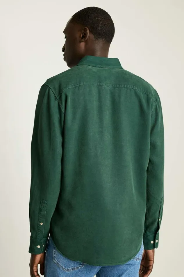 Men Garment Dyed Tencel Shirt Green Bonobos Casual Shirts