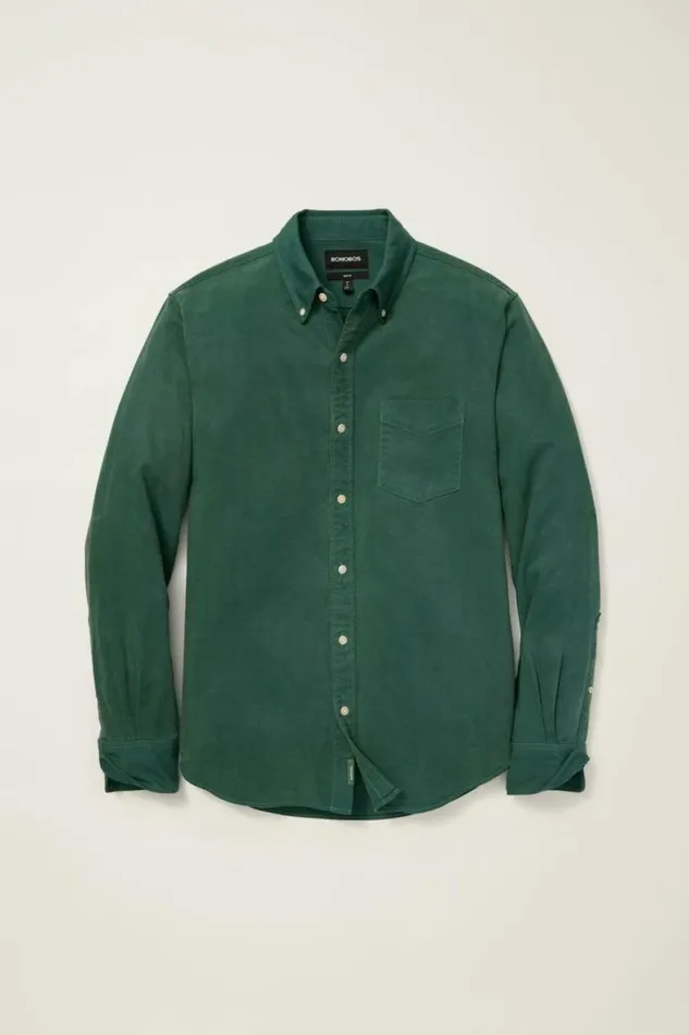 Men Garment Dyed Tencel Shirt Green Bonobos Casual Shirts