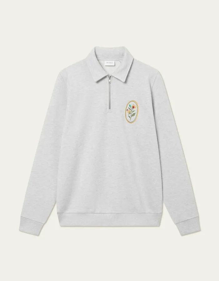 Men Geoffroy Zipper Polo Sweatshirt 8211 Snow Melange Les Deux HoodiesSweatshirts Men Geoffroy Zipper Polo Sweatshirt 8211 Snow Melange Les Deux HoodiesSweatshirts