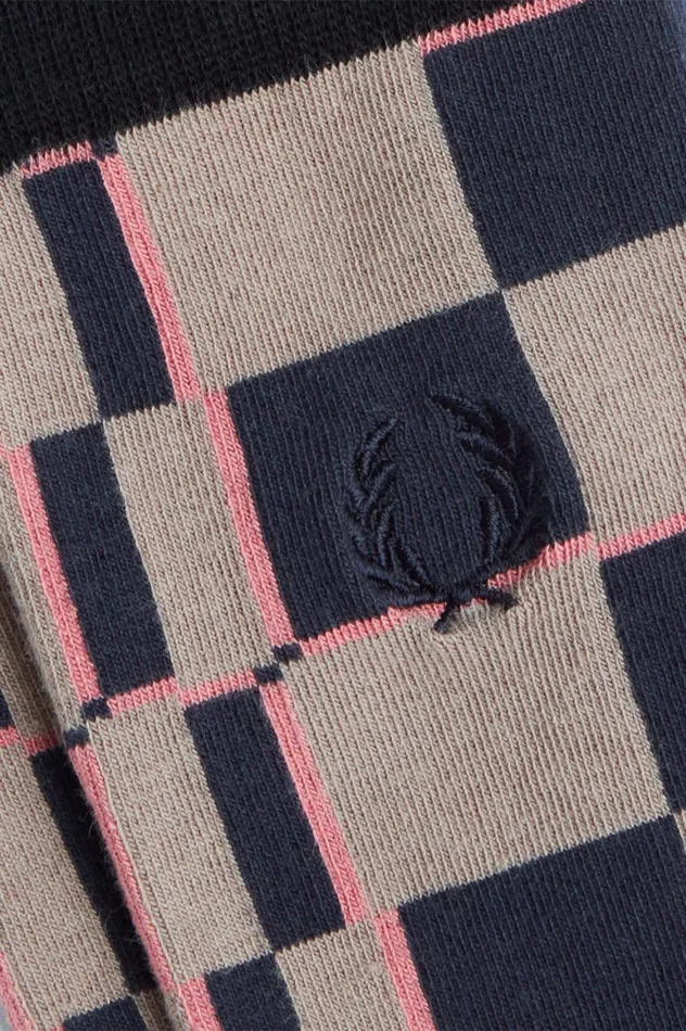 Men Glitch Chequerboard Socks Dusty Rose Pinkblack Fred Perry Accessories