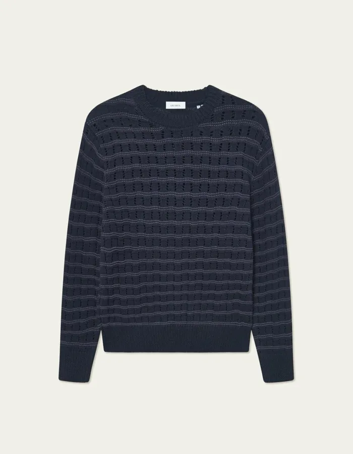 Men Gouen Roundneck Knit 8211 Dark Navy Les Deux Knitwear