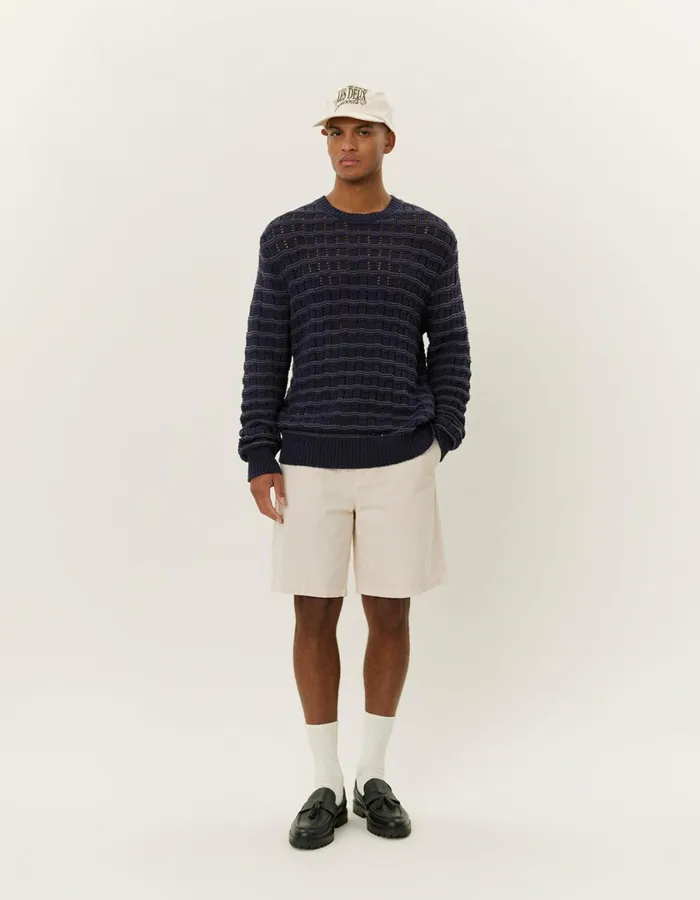 Men Gouen Roundneck Knit 8211 Dark Navy Les Deux Knitwear