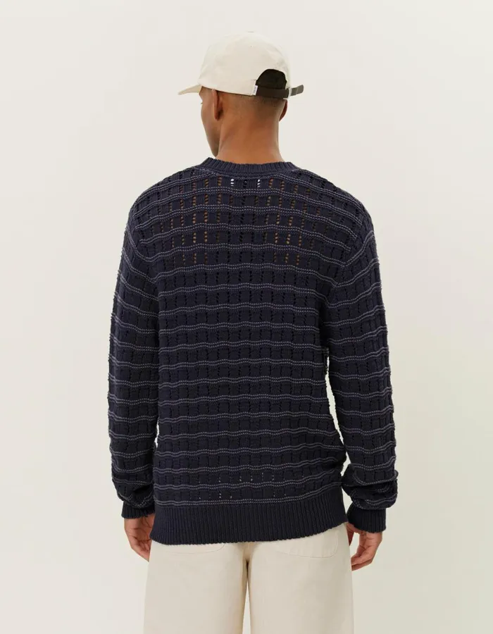 Men Gouen Roundneck Knit 8211 Dark Navy Les Deux Knitwear