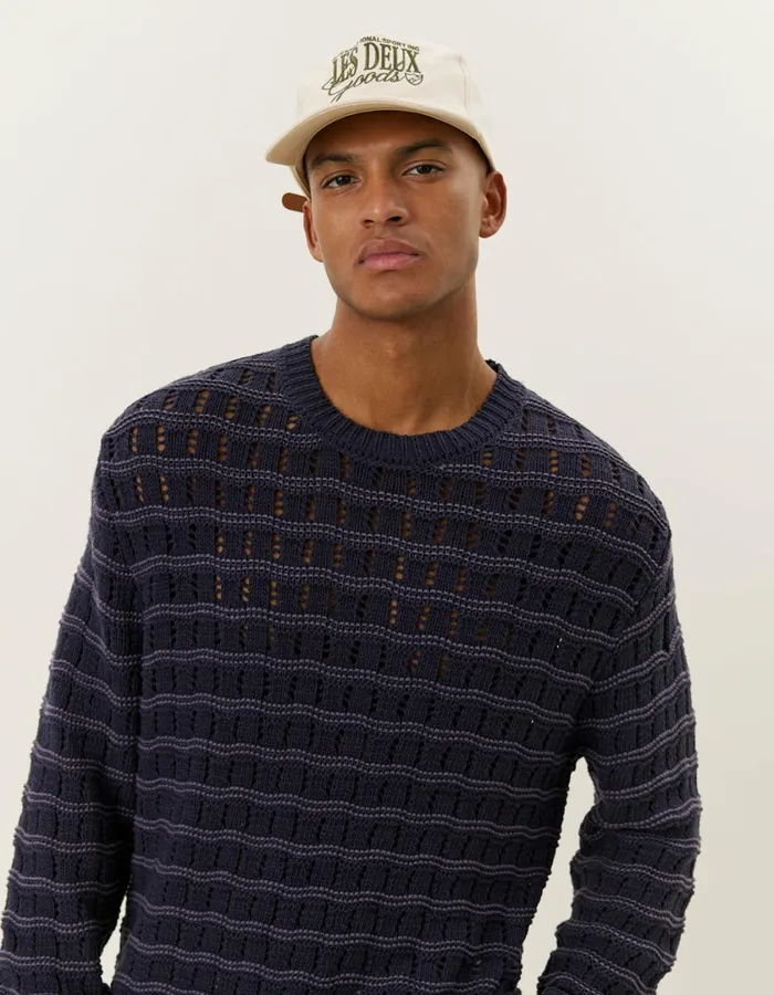 Men Gouen Roundneck Knit 8211 Dark Navy Les Deux Knitwear