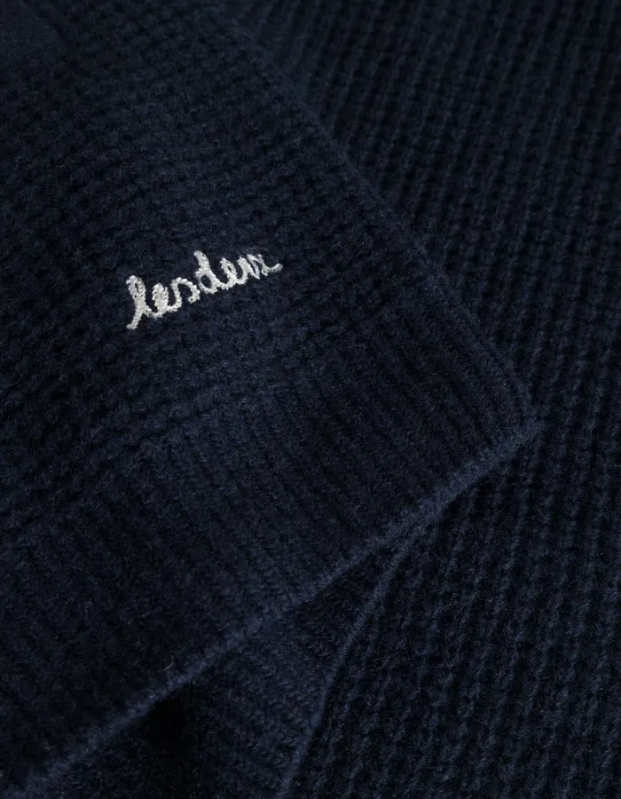 Men Grady Waffle Cardigan 8211 Dark Navy Les Deux Knitwear