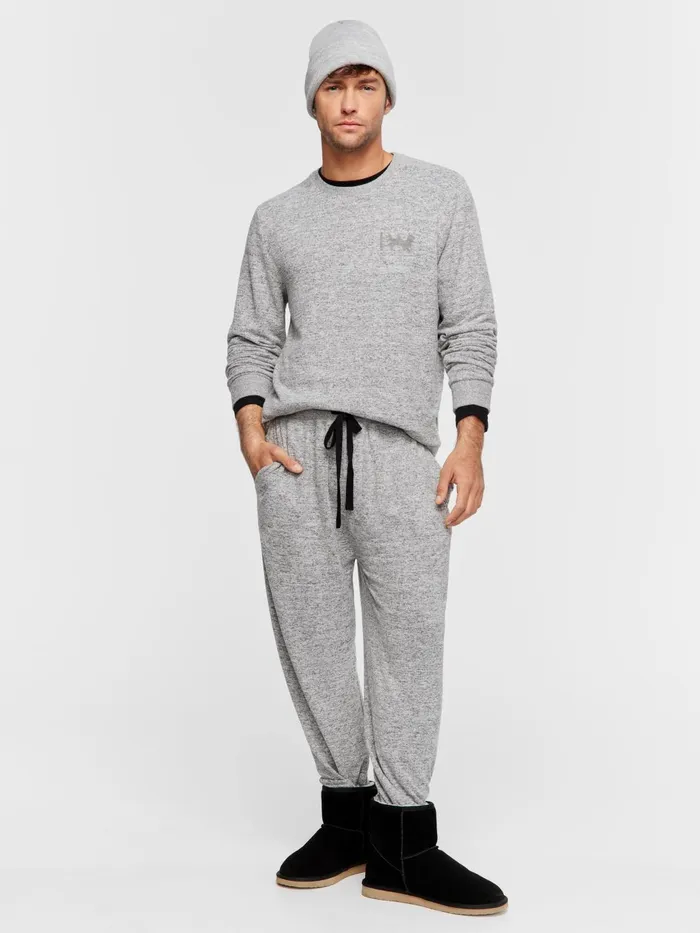 Men Grey Marle Cuff Pj Pant Grey Marle Peter Alexander Pants