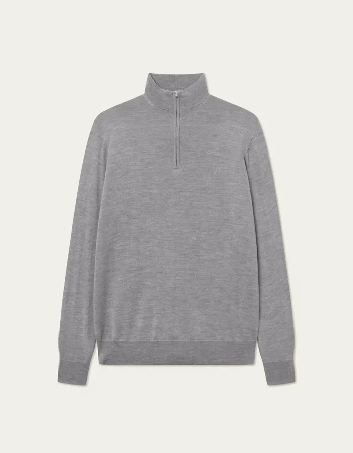 Men Greyson HalfZip Merino Knit 8211 Concrete Melange Les Deux Knitwear