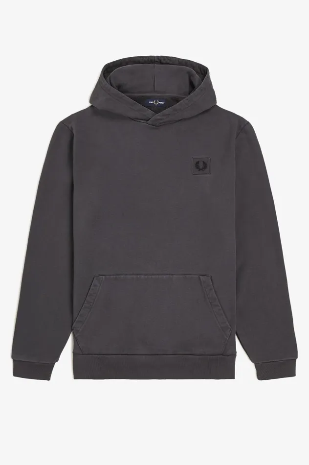 Men Heavyweight Hooded Sweatshirt Black Fred Perry Sweatshirts