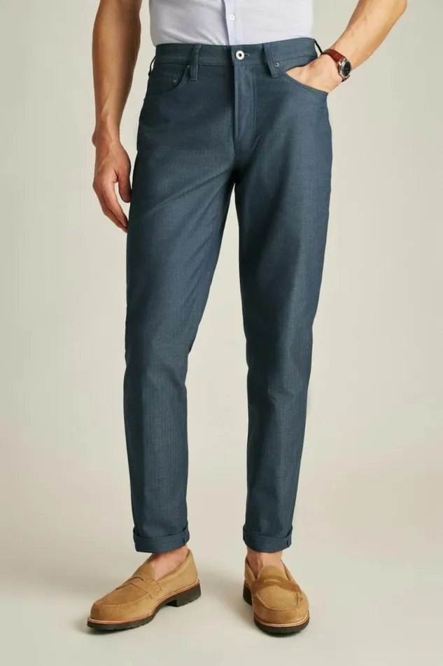 Men Herringbone 5Pocket Pants Naval Blue Bonobos 5pochet Pants
