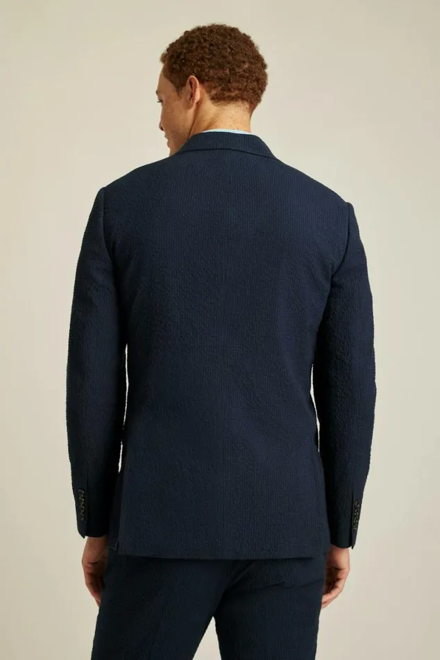 Men Italian Stretch Seersucker Suit Jacket Navy And Black Seersucker Bonobos Blazers and Sport Coats