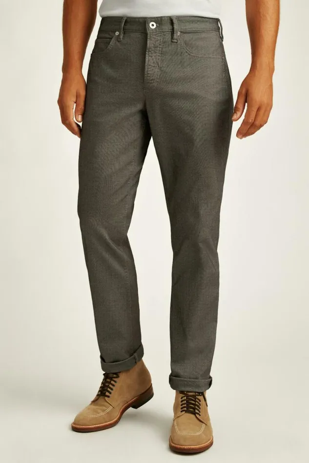Men Italian Textured 5Pocket Pants Textured Vintage Khaki Bonobos Jeans