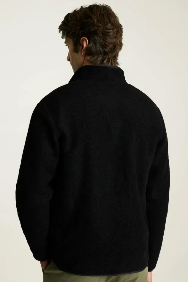 Men Italian Wool Fleece Half Zip Black Bonobos Half and FullZips