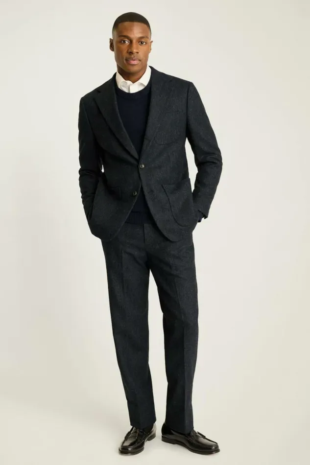 Men Jetsetter British Tweed Blazer Navy Blue Bonobos Blazers and Sport Coats