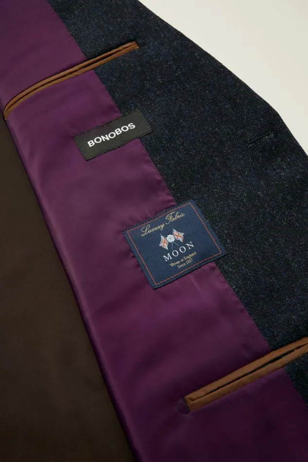 Men Jetsetter British Tweed Blazer Navy Blue Bonobos Blazers and Sport Coats