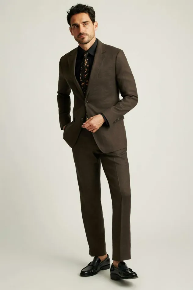 Men Jetsetter Italian Linen Blazer Dark Brown Bonobos Blazers and Sport Coats