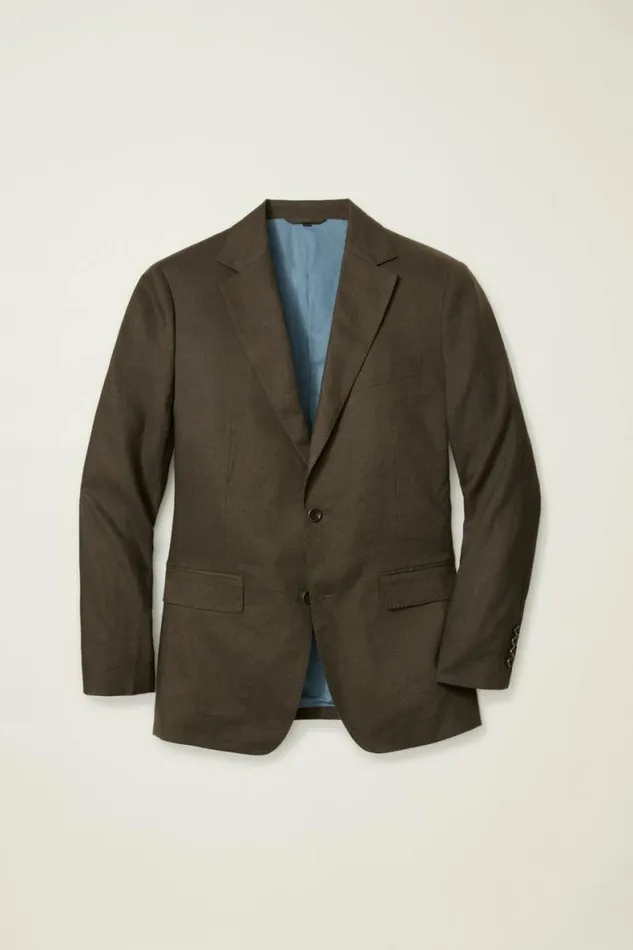 Men Jetsetter Italian Linen Blazer Dark Brown Bonobos Blazers and Sport Coats