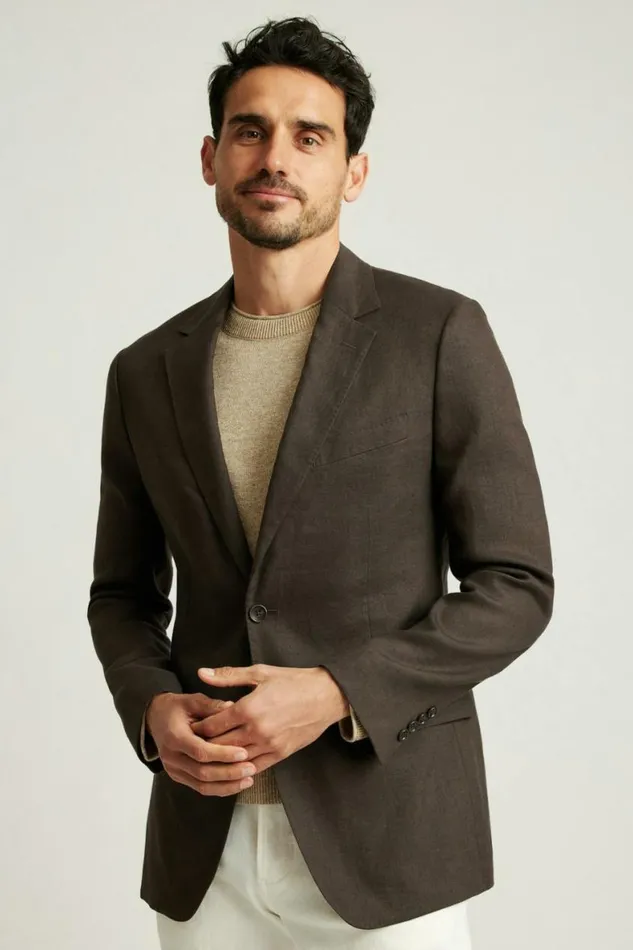 Men Jetsetter Italian Linen Blazer Dark Brown Bonobos Blazers and Sport Coats