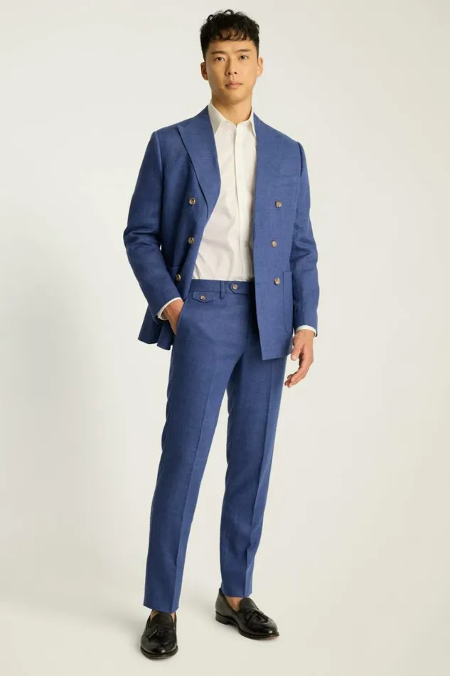 Men Jetsetter Italian Linen Dress Pant Bright Navy Bonobos Dress Pants