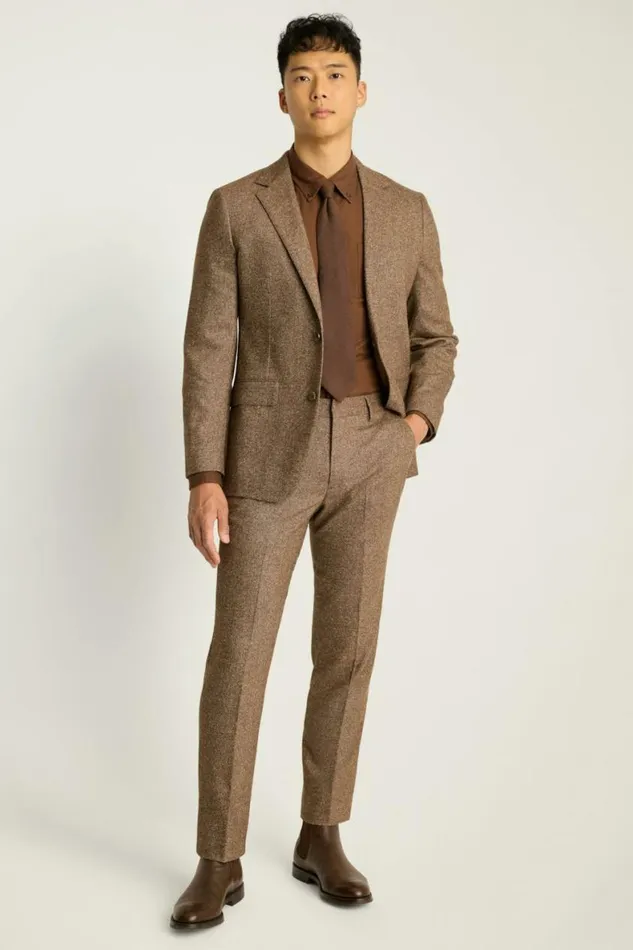 Men Jetsetter Italian Wool Dress Pant Khaki Donegal Bonobos Dress Pants