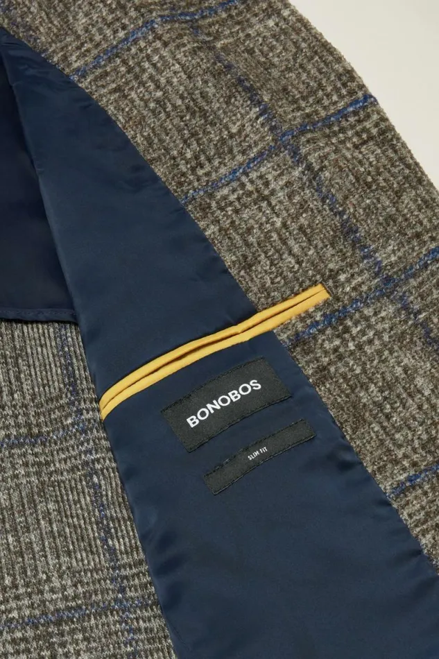 Men Jetsetter Knit Blazer Navy Brown Glen Plaid Bonobos Blazers and Sport Coats