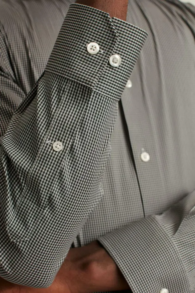 Men Jetsetter Stretch Dress Shirt Black Smoke Mini Check Bonobos Business Casual Shirts