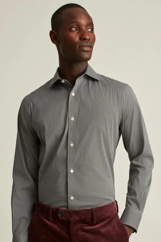 Men Jetsetter Stretch Dress Shirt Black Smoke Mini Check Bonobos Business Casual Shirts