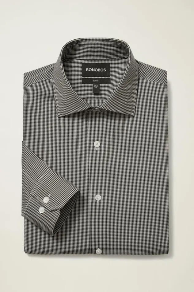 Men Jetsetter Stretch Dress Shirt Black Smoke Mini Check Bonobos Business Casual Shirts