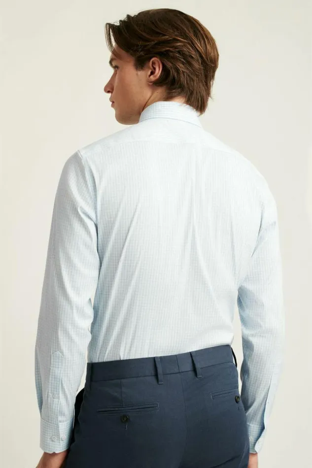Men Jetsetter Stretch Dress Shirt Blue Enzo Plaid Bonobos Business Casual Shirts