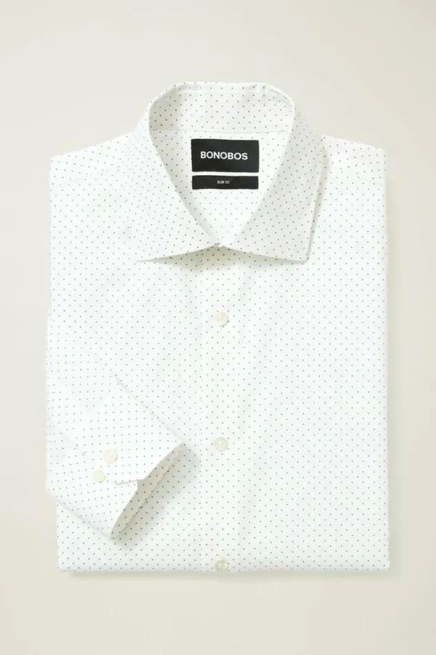 Men Jetsetter Stretch Dress Shirt Olive Dot Bonobos Business Casual Shirts