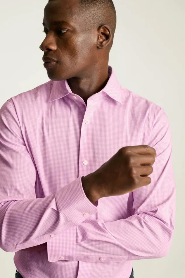 Men Jetsetter Stretch Dress Shirt Purple White Micro Gingham Bonobos Business Casual Shirts