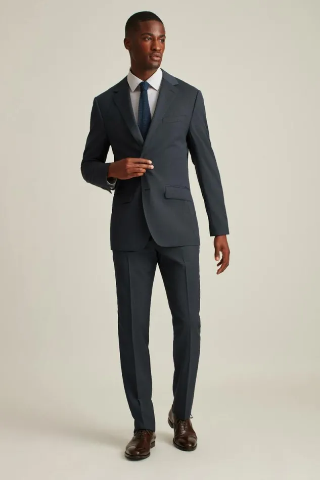 Men Jetsetter Super 120s Italian Wool Suit Mid Blue Bonobos Suits
