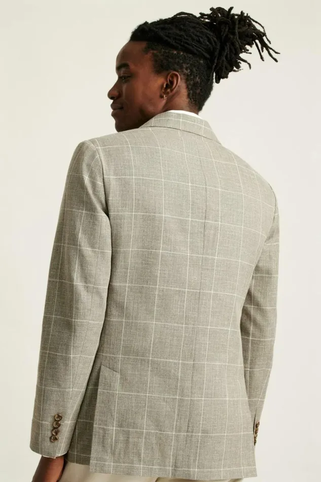 Men Jetsetter Unconstructed Italian Blazer Khaki Windowpane Bonobos Blazers and Sport Coats