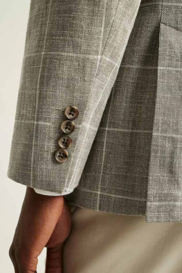 Men Jetsetter Unconstructed Italian Blazer Khaki Windowpane Bonobos Blazers and Sport Coats