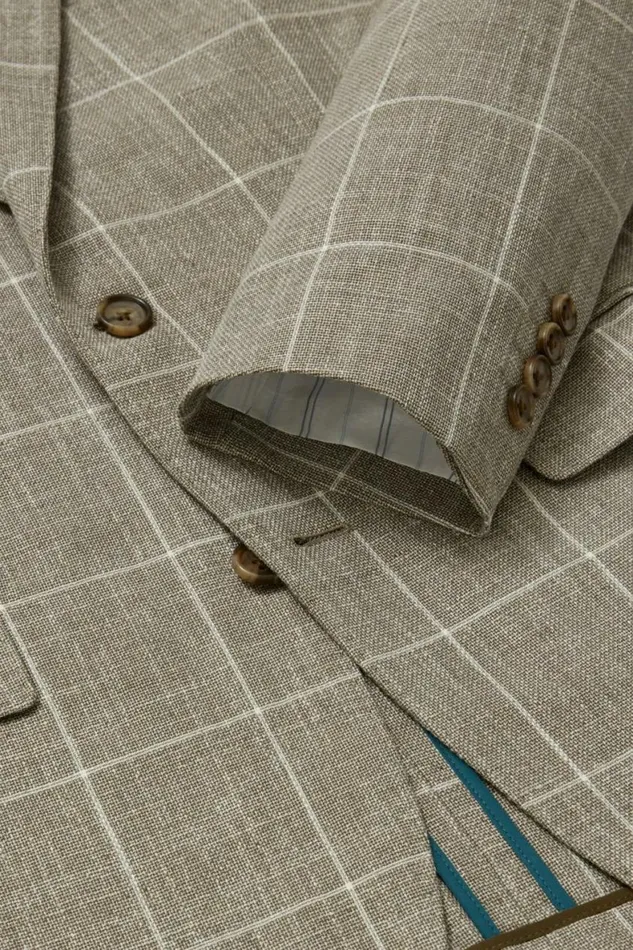 Men Jetsetter Unconstructed Italian Blazer Khaki Windowpane Bonobos Blazers and Sport Coats