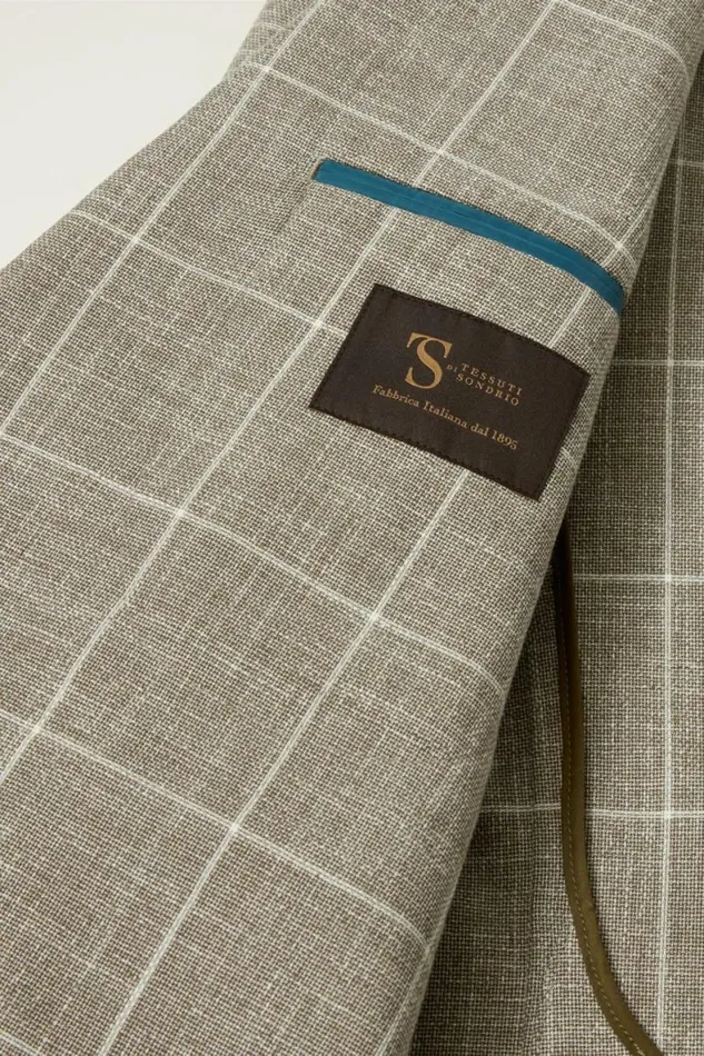 Men Jetsetter Unconstructed Italian Blazer Khaki Windowpane Bonobos Blazers and Sport Coats