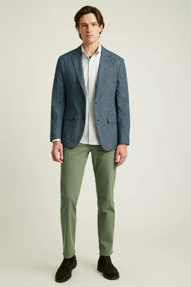 Men Jetsetter Unconstructed Italian Blazer Navy Donegal Bonobos Blazers and Sport Coats