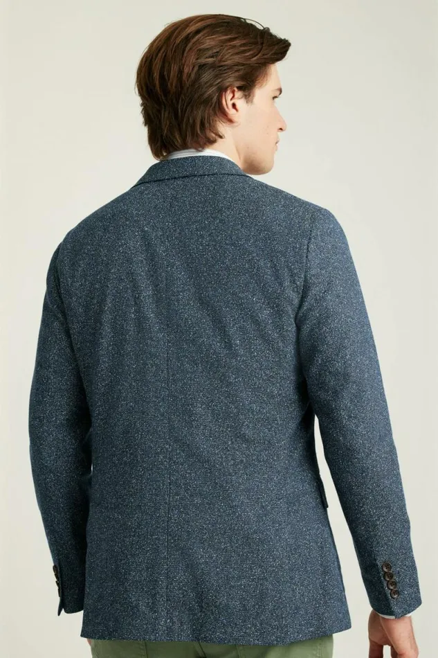 Men Jetsetter Unconstructed Italian Blazer Navy Donegal Bonobos Blazers and Sport Coats