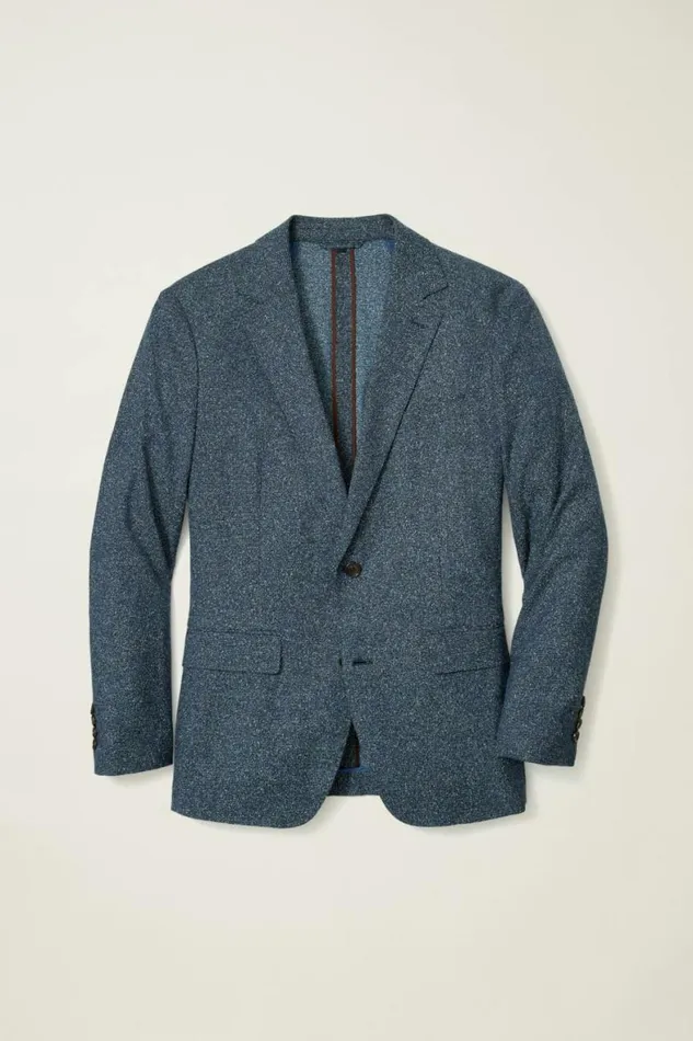 Men Jetsetter Unconstructed Italian Blazer Navy Donegal Bonobos Blazers and Sport Coats